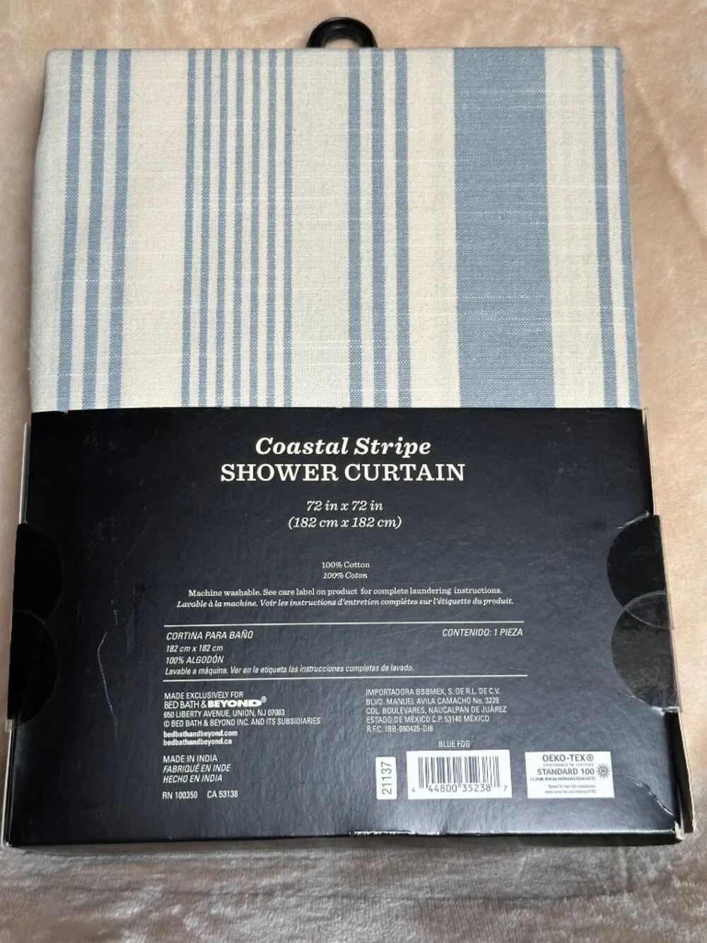 Bee & Willow Coastal Stripe Shower Curtain 100% Cotton 72
